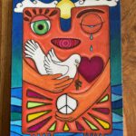 Illustration crayons de couleur, la Paix