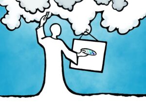 Peintre aquarelle nuages