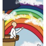 Illustration silhouette faiseur d'arc en ciel